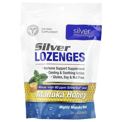 Серебряные пастилки, Mighty Manuka Mint, 21 Lozenges, 3 oz (85 g)