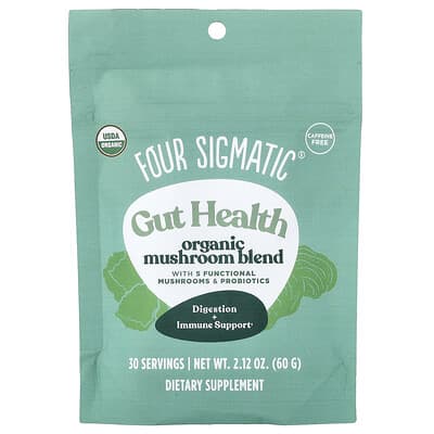 Gut Health, Organic Mushroom Blend, Caffeine Free, 2.12 oz (60 g)