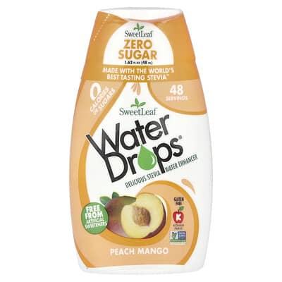 Water Drops®, подсластитель для воды Stevia, персик-манго, 1.62 fl oz (48 ml)