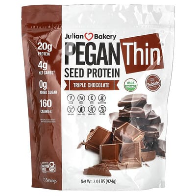 Белковый продукт Pegan Thin, Seed Protein, Triple Chocolate, 2 lbs (924 g)