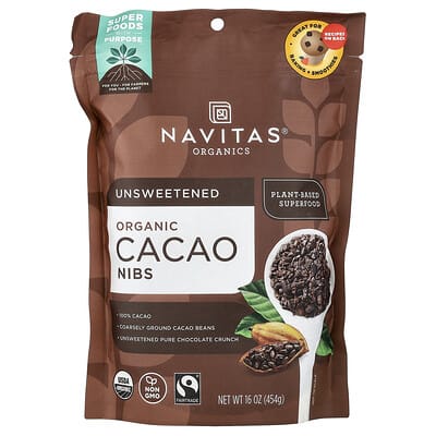 Organic Cacao Nibs, Unsweetened, 16 oz (454 g)