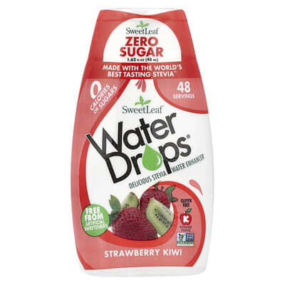 Water Drops®, усилитель вкуса Stevia, Клубника-Киви, 1.62 fl oz (48 ml)