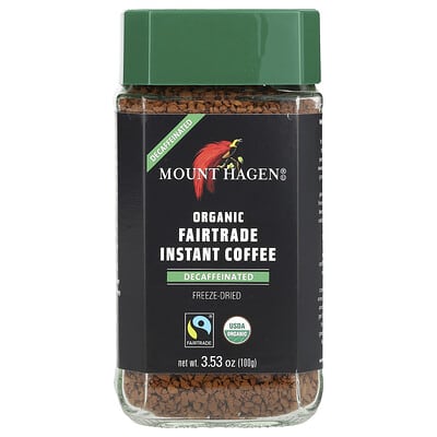Органический растворимый кофе Fairtrade, без кофеина, 3.53 oz (100 g)