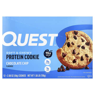 Протеиновое печенье Quest Nutrition Chocolate Chip, 12 штук, 2.08 oz (59 g) каждое