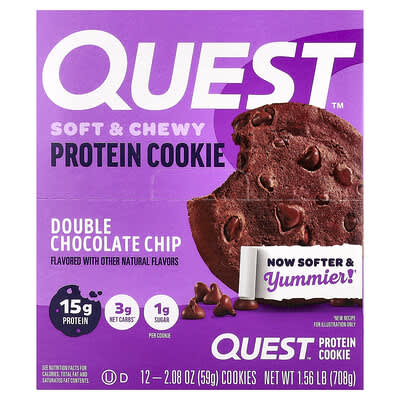 Protein Cookie, Double Chocolate Chip, 12 Cookies, 2.08 oz (59 g) Each