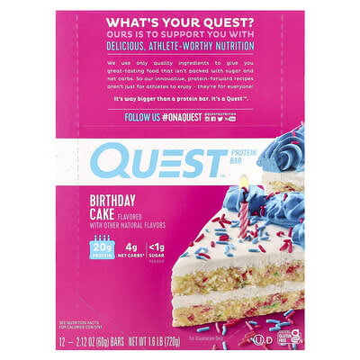 Протеиновый батончик, Birthday Cake, 12 шт., 2.12 oz (60 g) каждый