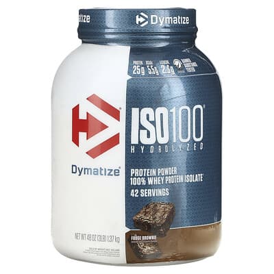 Изолят сывороточного протеина ISO100® Hydrolyzed, 100% Whey Protein Isolate, Fudge Brownie, 3 lb (1.37 kg)