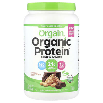 Растительный протеиновый порошок Orgain Organic Protein™, Chocolate Peanut Butter, 2.03 lb (920 g)