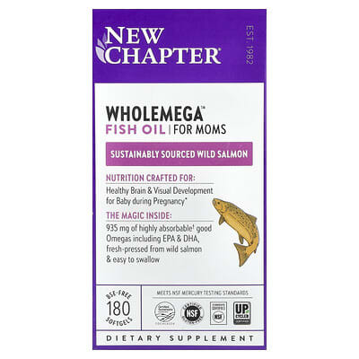 Wholemega Fish Oil для мам, 180 мягких капсул