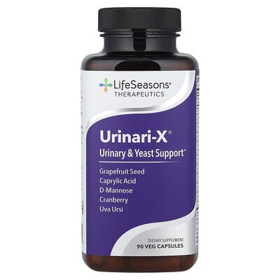 LifeSeasons Urinari-X®, поддержка мочеполовой системы и профилактика молочницы, 90 вегетарианских капсул