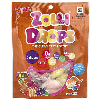 Zolli Drops, фруктовые леденцы для чистки зубов, 1.6 oz