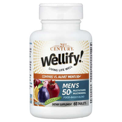 Wellify™, Мужской мультивитаминный и минеральный комплекс 50+, 65 таблеток
