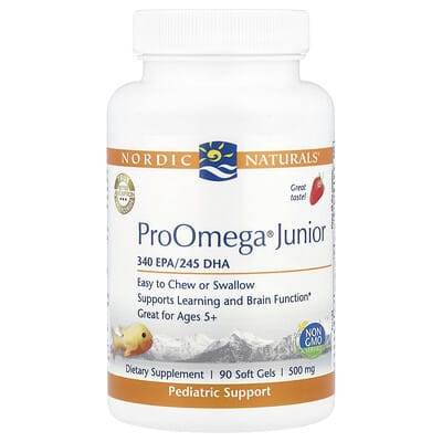 ProOmega® Junior, для детей от 5 лет, клубника, 90 мягких гелей (340 mg на гель)