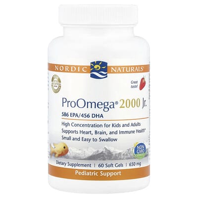 ProOmega® 2000 Jr., клубника, 650 mg, 60 Soft Gels
