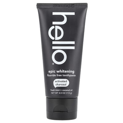 Epic Whitening, Fluoride Free Toothpaste, Activated Charcoal, Fresh Mint + Coconut Oil, 4 oz (113 g)