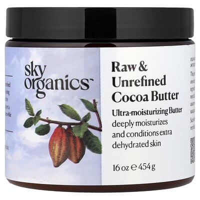 Натуральное необработанное масло какао Sky Organics, 16 oz (454 g)