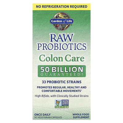 RAW Probiotics, для здоровья кишечника, 30 вегетарианских капсул