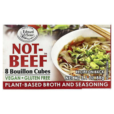 Not-Beef™ бульонные кубики, 8 кубиков, 3.1 oz (88 g)