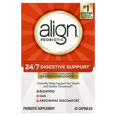 Align Probiotics Пробиотическая добавка для пищеварения 24/7, 42 капсулы (10 mg per Capsule)