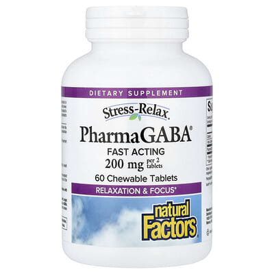 Stress-Relax®, PharmaGABA®, 60 Chewable Tablets (100 mg per Tablet)