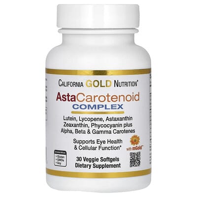 AstaCarotenoid Complex with Lutein, Lycopene, Astaxanthin, and Vitamin A, 30 Veggie Softgels