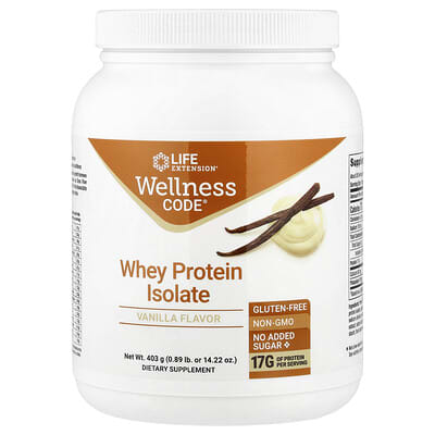 Сыворотка протеин изолят Wellness Code®, ваниль, 0.89 lb (403 g)