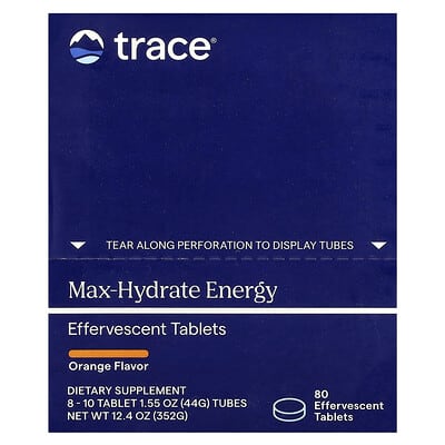 Шипучие таблетки Max-Hydrate Energy, апельсин, 8 - 10 Tablet 1.55 oz (44 g) Tubes