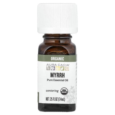 Aura Cacia Чистое эфирное масло, органическая мирра, 0.25 fl oz (7.4 ml)