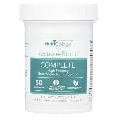 Restore-Biotic® Complete, 50 Billion CFUs, 60 вегетарианских капсул с пролонгированным высвобождением