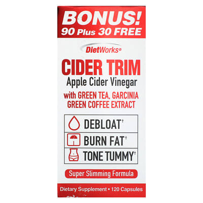 Cider Trim, яблочный уксус, 120 капсул