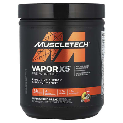 VaporX5®, предтренировочная добавка, Miami Spring Break, 9.6 oz (272 g)
