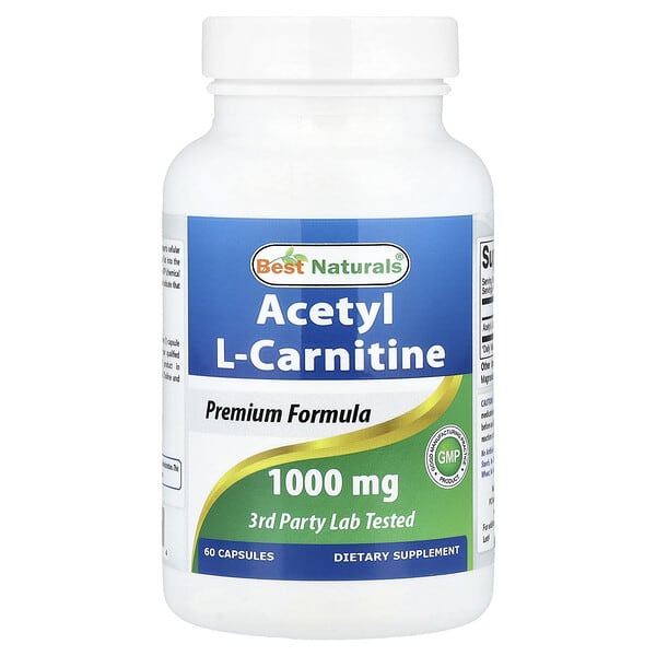 Best Naturals ацетил-L-карнитин, 1,000 mg, 60 капсул