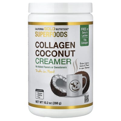 California Gold Nutrition Кокосовый сливочный заменитель с коллагеном, без сахара, 10.2 oz (288 g)