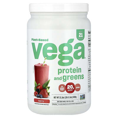 Plant Based Protein and Greens, Berry, 1 lb 5.5 oz (609 g)