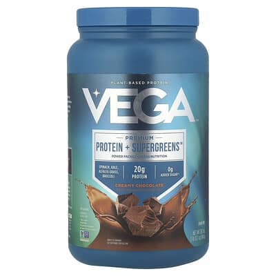Plant-Based Protein, Premium Protein + Supergreens™, Creamy Chocolate, 1 lb 12.7 oz (814 g)