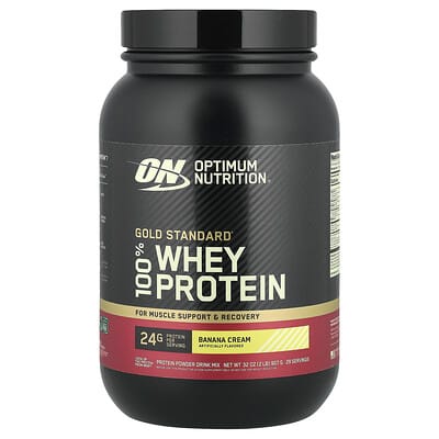 Gold Standard® 100% сывороточный протеин, банановый крем, 2 lb (907 g)