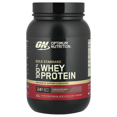 Optimum Nutrition Gold Standard® 100% Whey Protein, шоколадный солодовый вкус, 2 lb