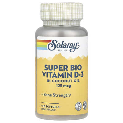 Solaray Super Bio Vitamin D-3, 125 mcg, 120 мягких капсул