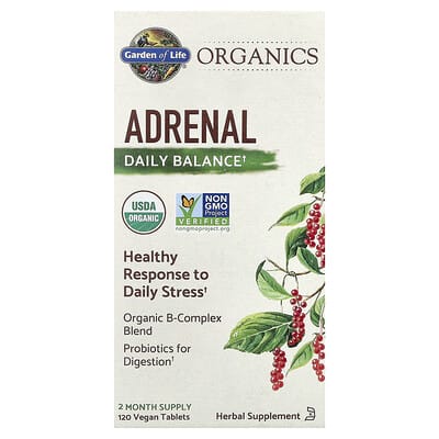 Organics, Adrenal, Daily Balance, 120 Vegan Tablets