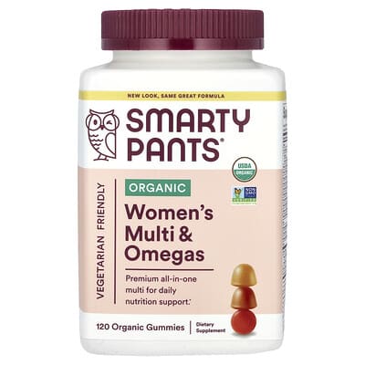 Органические женские мультивитамины и Омега, малина, лимон и виноград, 120 Organic Gummies