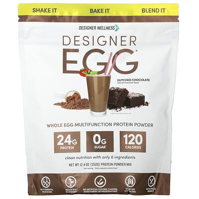 Designer Wellness многофункциональный протеиновый порошок из цельного яйца Designer Egg®, шоколад, 12.4 oz (352 g)