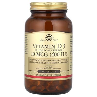 Витамин D3, 10 mcg (400 IU), 250 мягких капсул