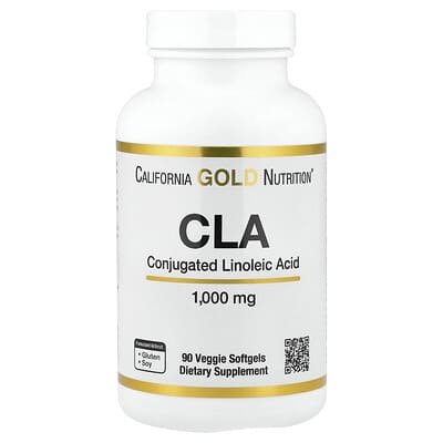 CLA, Конъюгированная линолевая кислота, 1,000 mg, 90 вегетарианских мягких капсул