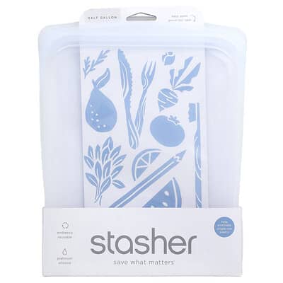 Reusable Silicone Food Bag, Half Gallon, Clear, 64 fl oz (1.89 l)