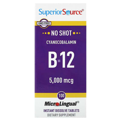 Cyanocobalamin B-12, 5,000 mcg, 100 таблеток MicroLingual® мгновенного растворения