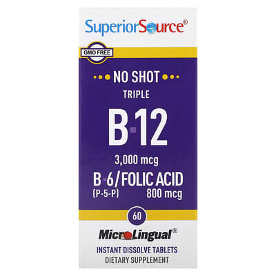 Triple B-12, B-6, Folic Acid, 60 MicroLingual® Instant Dissolve Tablets