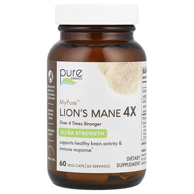 MyPure™, Ежовик гребенчатый 4X, ультрасильный, 60 вегетарианских капсул