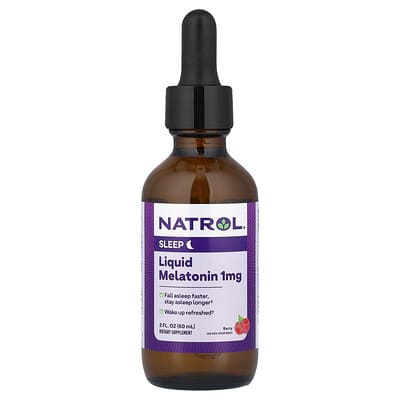 Natrol жидкий мелатонин, ягодный, 1 mg, 2 fl oz (60 ml)