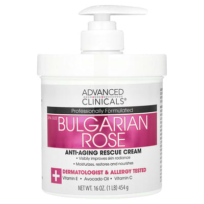 Advanced Clinicals Крем для омоложения, болгарская роза, 16 oz (454 g)