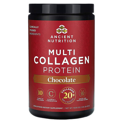 Мультиколлагеновый протеин Ancient Nutrition, Chocolate, 1.04 lb (472 g)